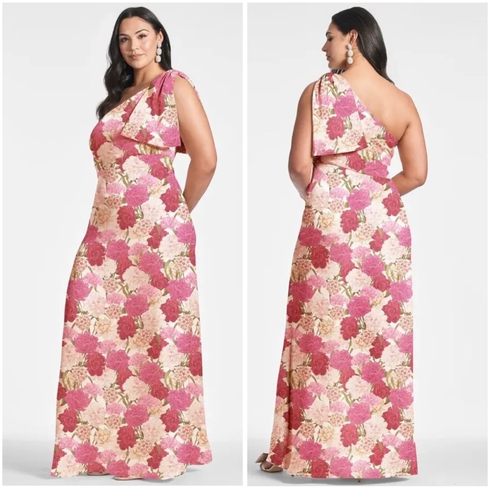 SACHIN & BABI Elegant Feminine Chic Floral One-Shoulder Chelsea Gown Sz 22W NWT